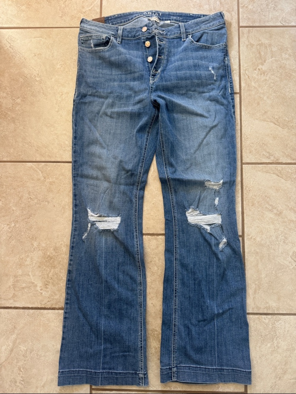 Ariat Women's Medium Blue Distressed Flare Jeans